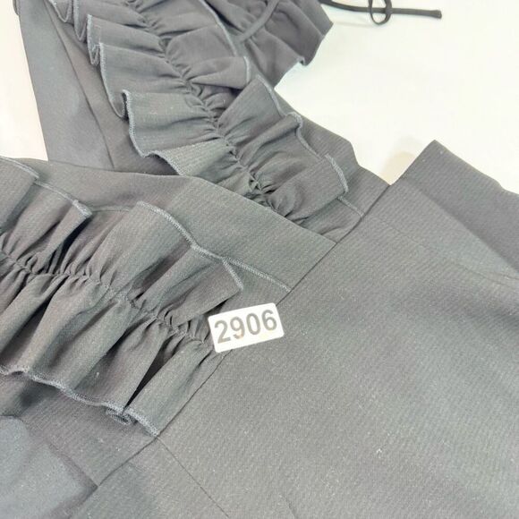 Endless Rose Dress Womens Large Black Cold Shoulder Ruffle Mini Sleeveless - Picture 10 of 10